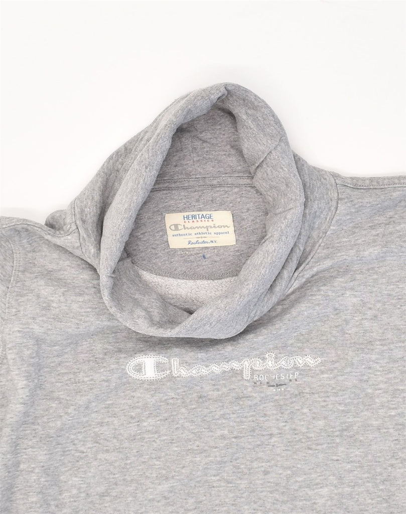 CHAMPION Womens Heritage Roll Neck Sweatshirt Jumper UK 16 Large Grey | Vintage Champion | Thrift | Second-Hand Champion | Used Clothing | Messina Hembry 