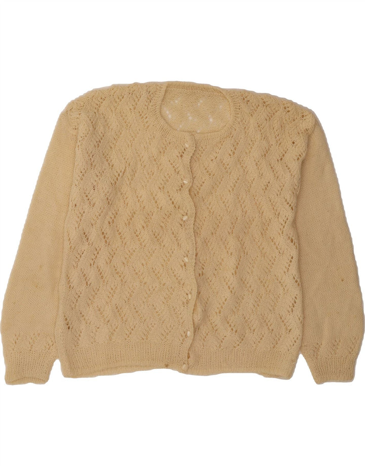 VINTAGE Womens Cardigan Sweater UK 14 Large Beige Vintage Vintage and Second-Hand Vintage from Messina Hembry 