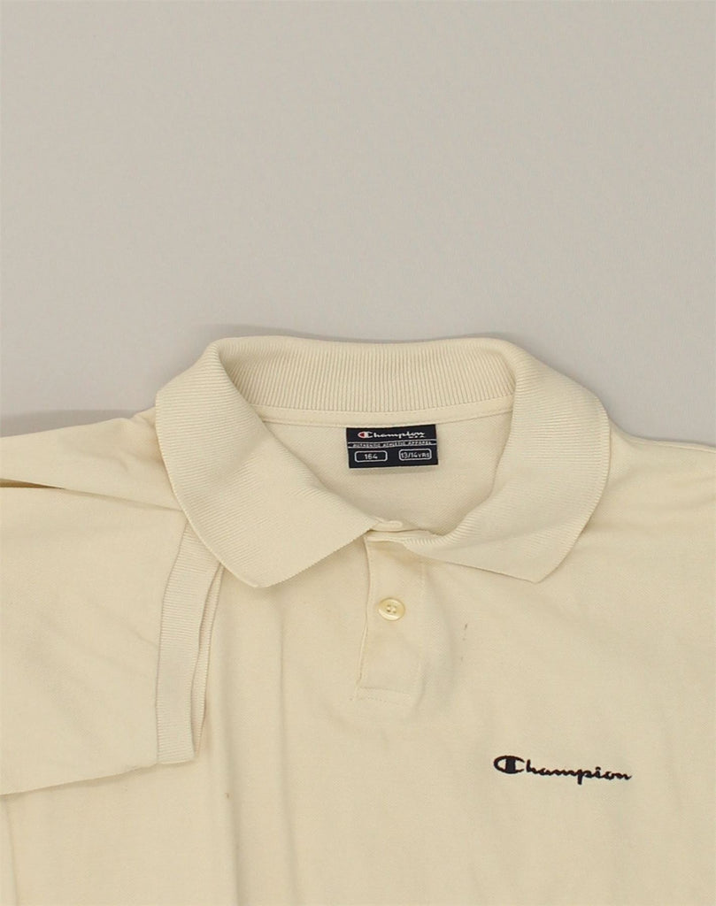 CHAMPION Boys Polo Shirt 13-14 Years Beige Cotton | Vintage Champion | Thrift | Second-Hand Champion | Used Clothing | Messina Hembry 