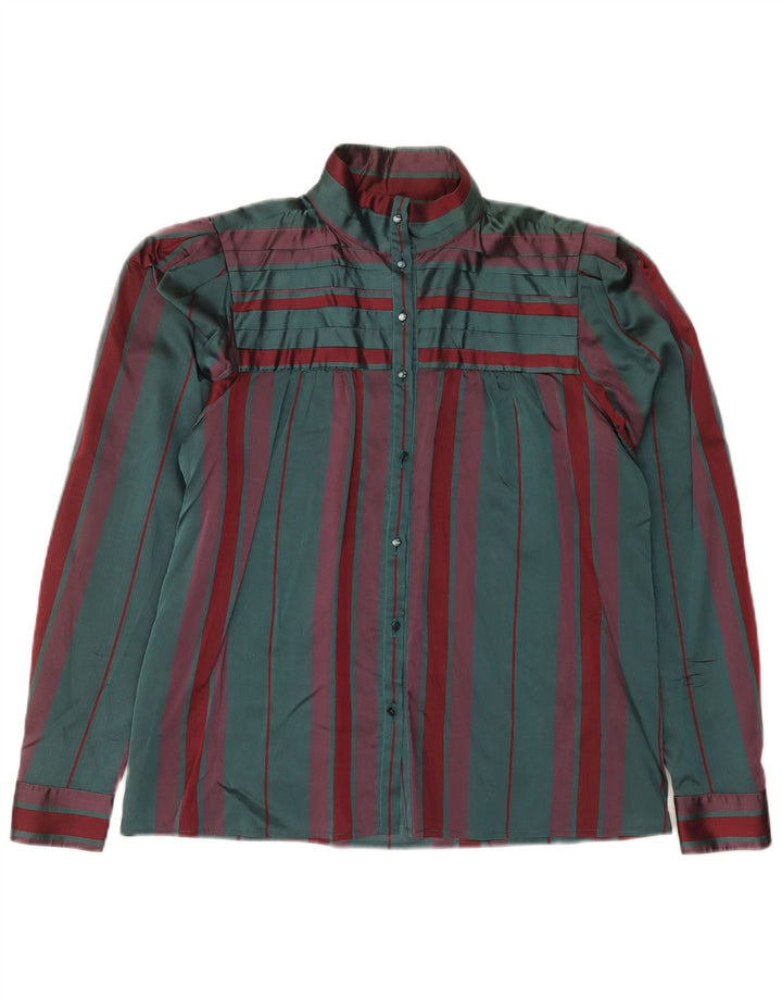 Selene Womens Shirt Blouse IT 46 Large Green Striped