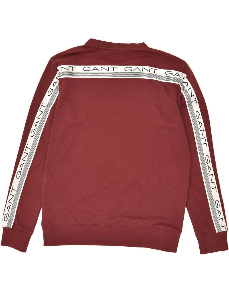 GANT Mens Graphic Sweatshirt Jumper XL Burgundy Cotton | Vintage Gant | Thrift | Second-Hand Gant | Used Clothing | Messina Hembry 