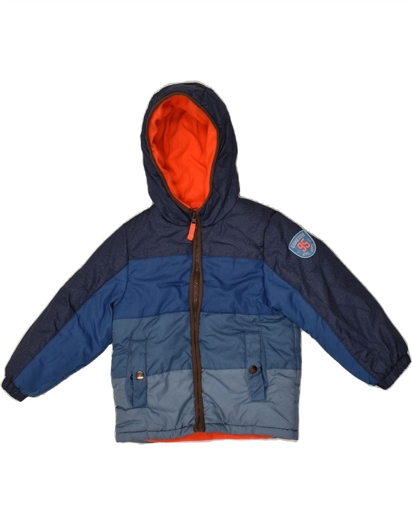 OSH KOSH Boys Hooded Padded Jacket 5-6 Years Blue Colourblock Polyester | Vintage Osh Kosh | Thrift | Second-Hand Osh Kosh | Used Clothing | Messina Hembry 