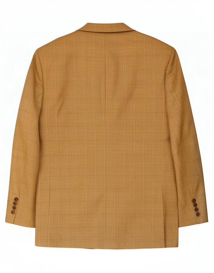 Burberry Mens 3 Button Blazer Jacket IT 54 Large Beige Check Wool