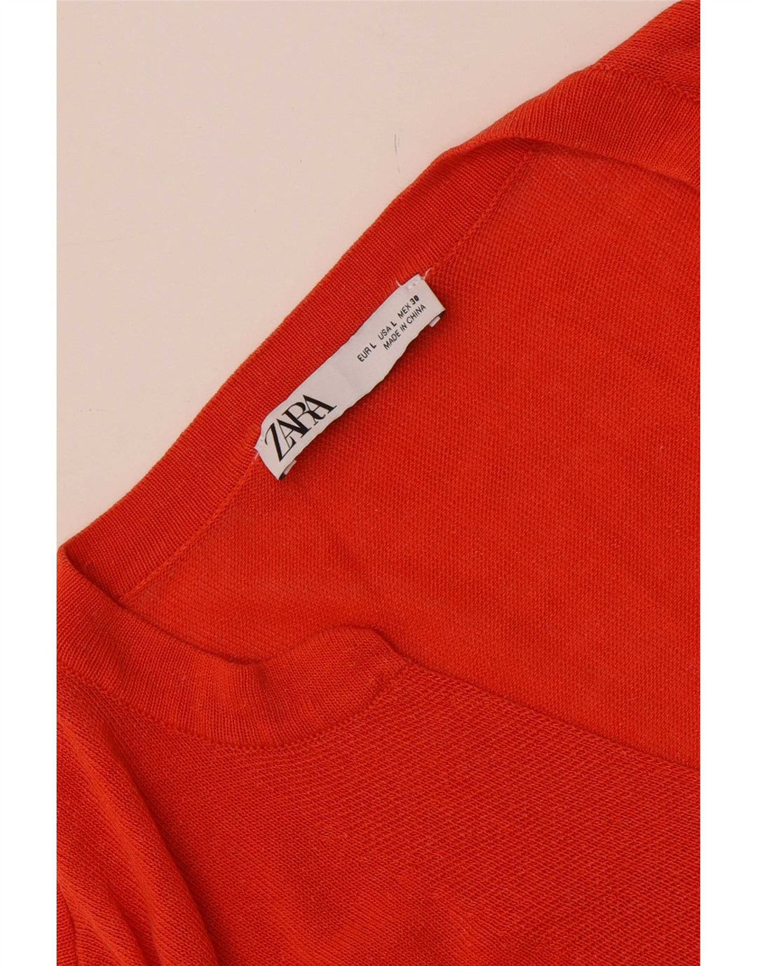 Zara Womens Oversized V-Neck Jumper Sweater UK 16 Large Orange
