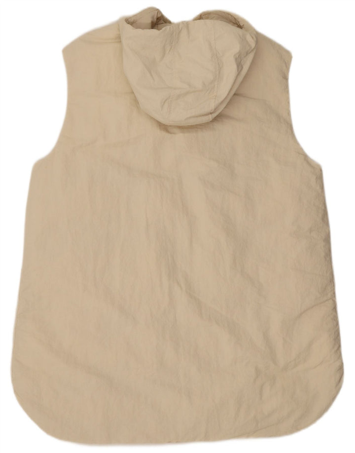 Zara Womens Hooded Oversized Padded Gilet UK 16 Large Beige Polyamide