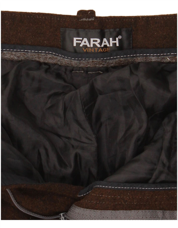 FARAH Mens Straight Suit Trousers W34 L26 Brown Wool