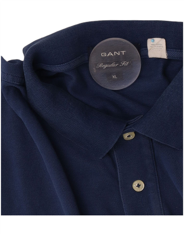 Gant Mens Regular Fit Polo Shirt XL Navy Blue Cotton