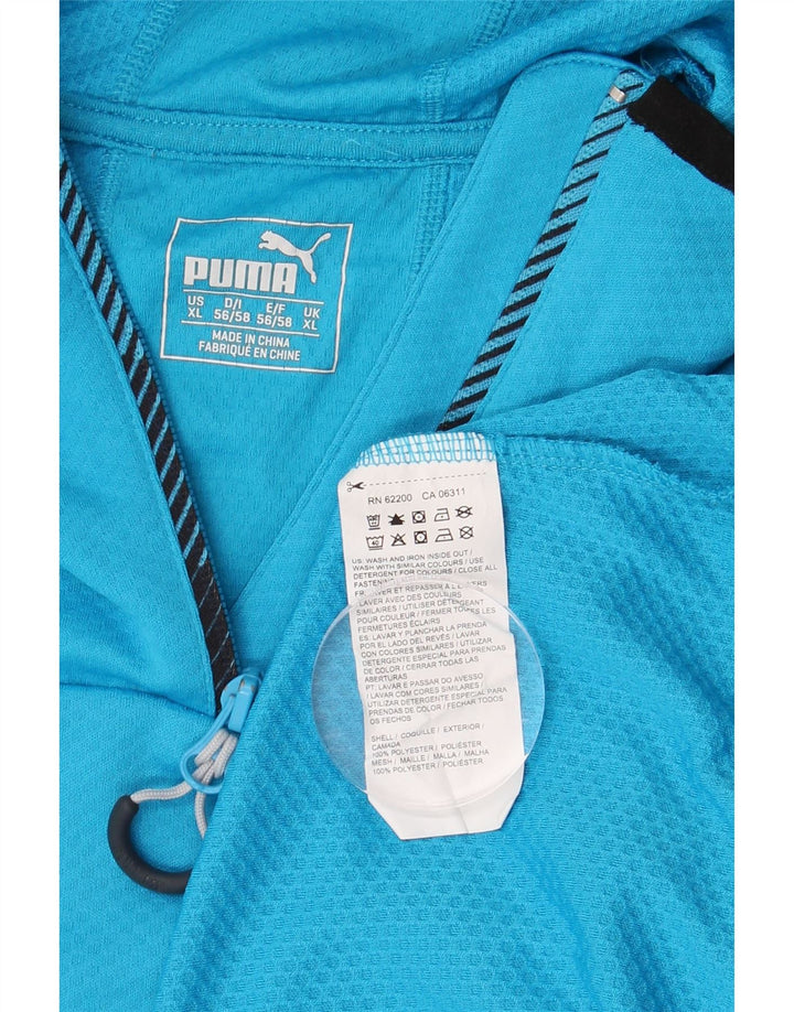PUMA Mens Hooded Zip Neck Pullover Tracksuit Top XL Blue Polyester