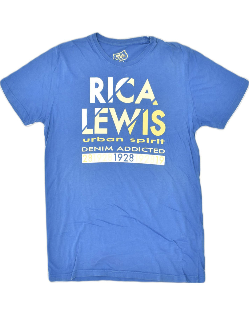 RICA LEWIS Mens Slim Fit Graphic T-Shirt Top Large Blue Cotton | Vintage Rica Lewis | Thrift | Second-Hand Rica Lewis | Used Clothing | Messina Hembry 