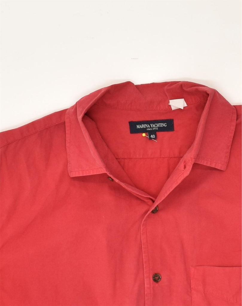 MARINA YACHTING Mens Short Sleeve Shirt Size 40 Medium Red Cotton | Vintage Marina Yachting | Thrift | Second-Hand Marina Yachting | Used Clothing | Messina Hembry 