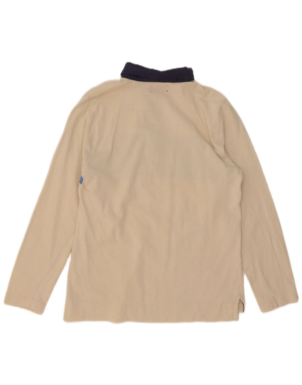 Kappa Mens Long Sleeve Rugby Polo Shirt Small Beige Colourblock Cotton