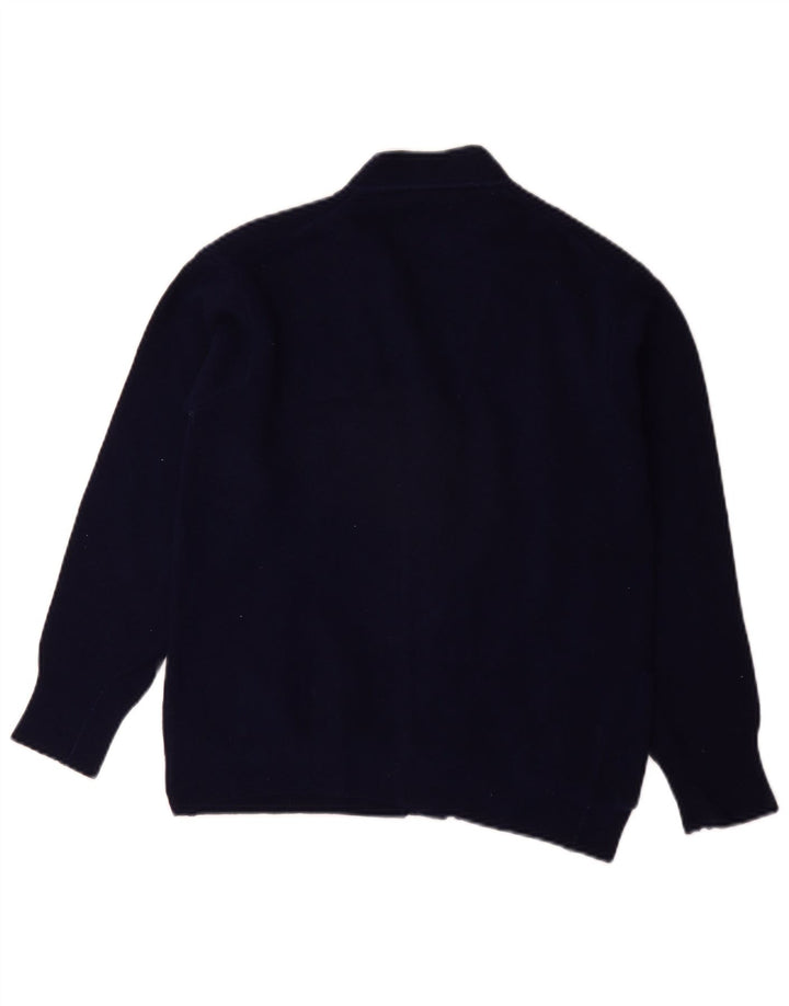 BENETTON Boys Cardigan Sweater 13-14 Years Navy Blue Wool