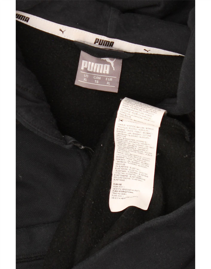 PUMA Mens Graphic Zip Hoodie Sweater XL Black Cotton Vintage Puma and Second-Hand Puma from Messina Hembry 