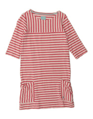 JOULES Girls 3/4 Sleeve Jumper Dress 11-12 Years Pink Striped Cotton