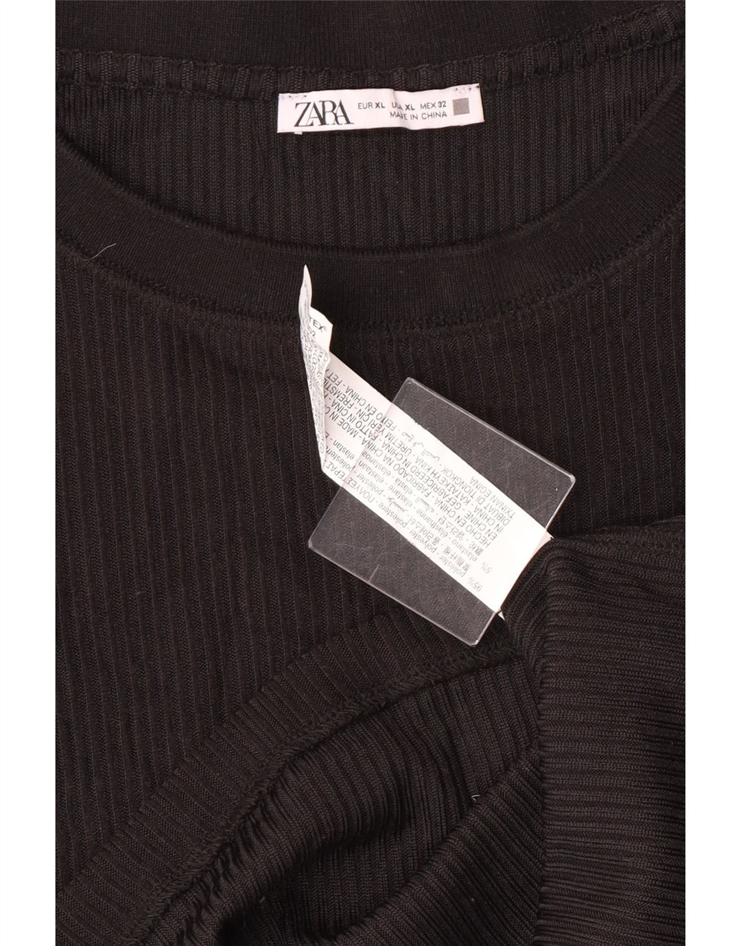 Zara Womens Top Long Sleeve UK 18 XL Black Polyester