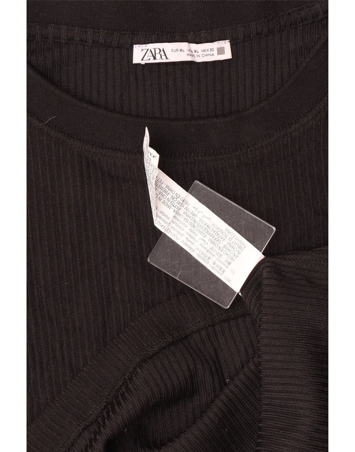Zara Womens Top Long Sleeve UK 18 XL Black Polyester