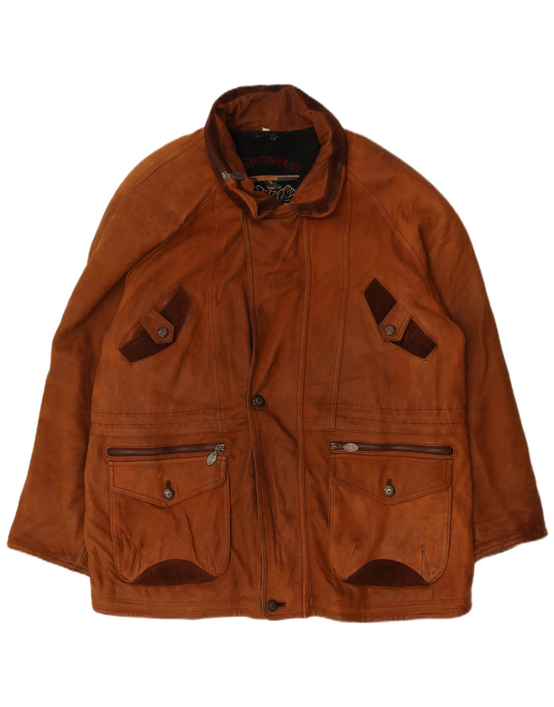 Vintage Mens Leather Jacket IT 52 XL Brown