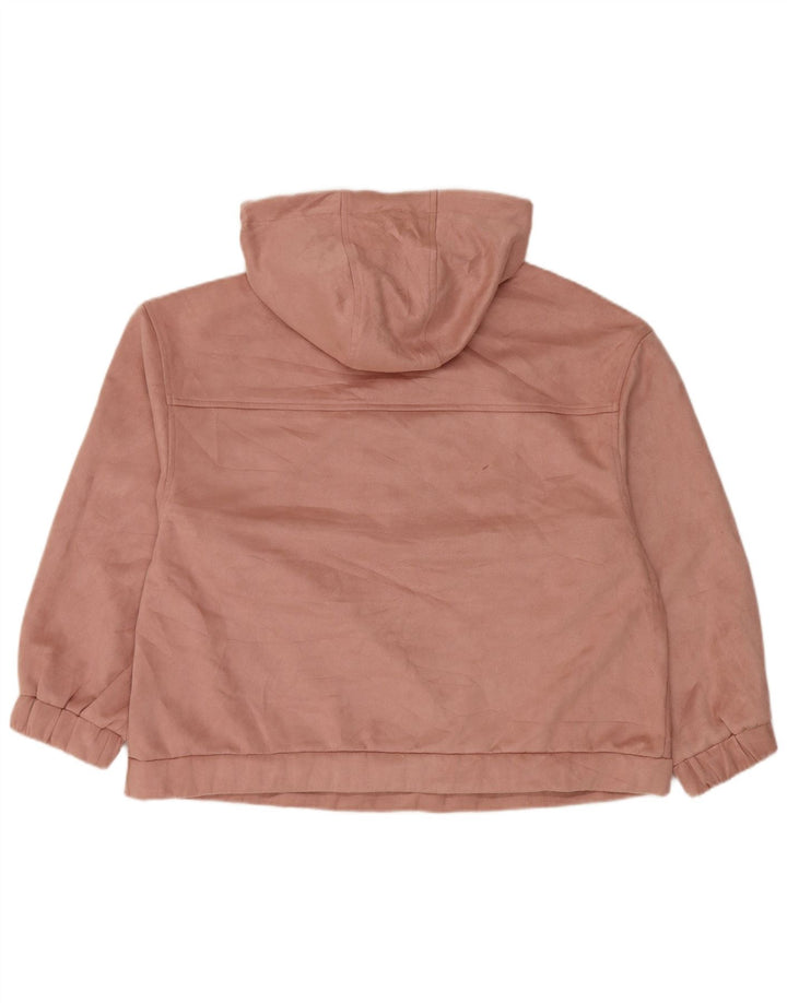 Zara Womens Oversized Zip Neck Hoodie Jumper UK 10 Small Pink Polyester