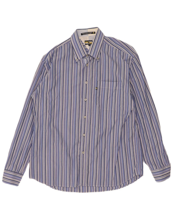 Navigare Mens Shirt Large Blue Striped Cotton