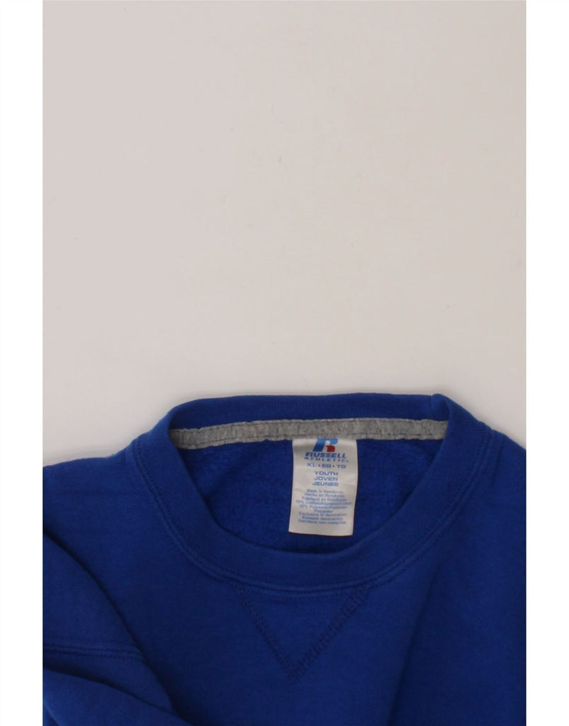 RUSSELL ATHLETIC Boys Sweatshirt Jumper 15-16 Years XL Blue Vintage Russell Athletic and Second-Hand Russell Athletic from Messina Hembry 