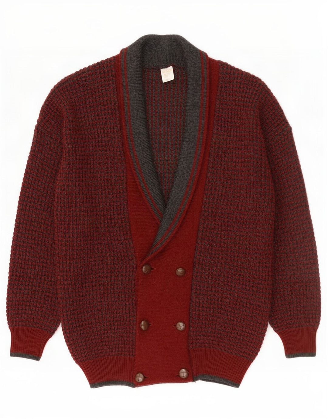 Vintage Mens Cardigan Sweater IT 48/50 Medium Burgundy Wool