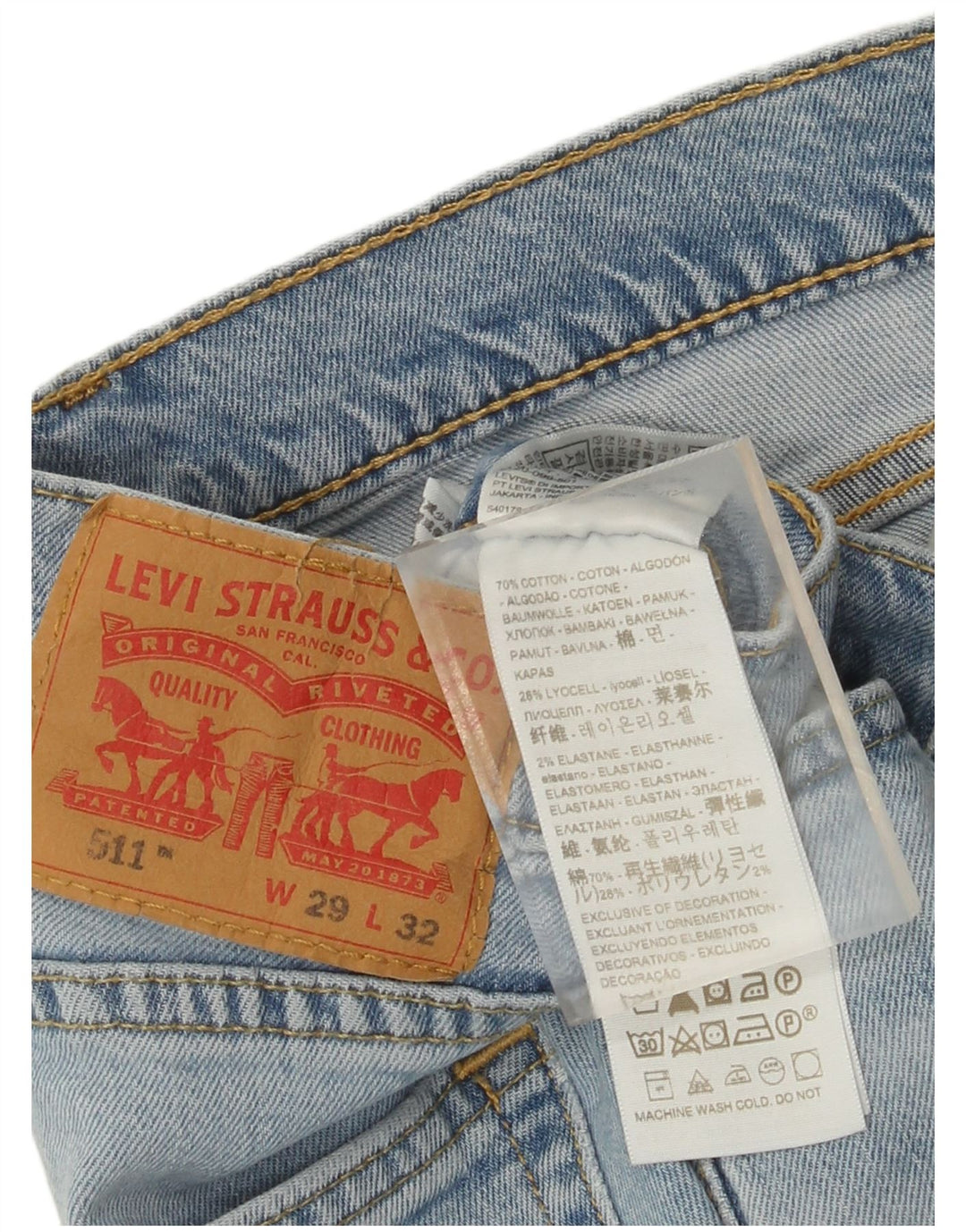 Levi's Mens 511 Tapered Jeans W29 L32 Blue Cotton