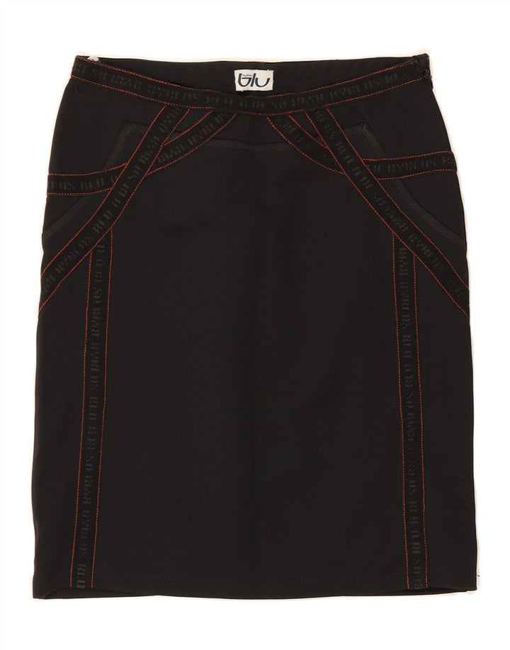 BYBLOS Womens Straight Skirt W28 Medium  Black Polyamide Vintage Byblos and Second-Hand Byblos from Messina Hembry 