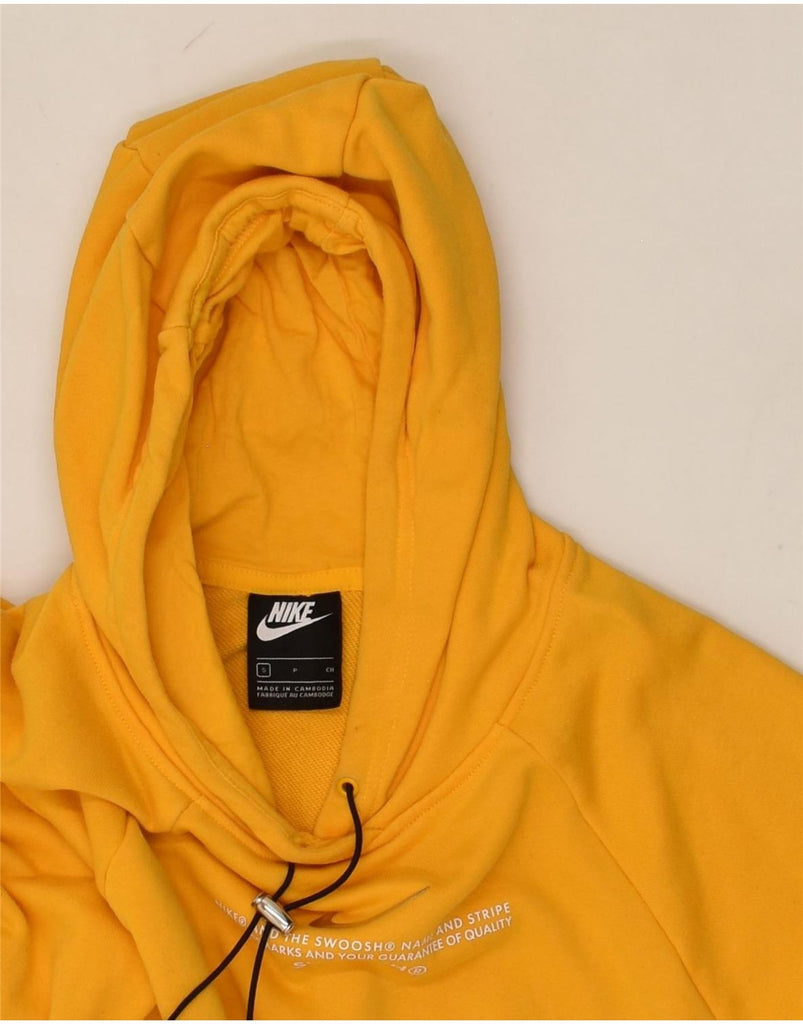 NIKE Womens Swoosh Hoodie Jumper UK 10 Small Yellow Cotton | Vintage Nike | Thrift | Second-Hand Nike | Used Clothing | Messina Hembry 