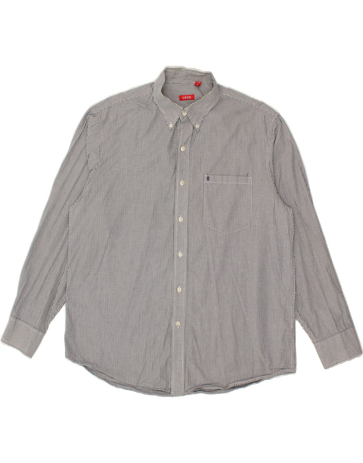 IZOD Mens Shirt Large Grey Gingham Cotton Vintage Izod and Second-Hand Izod from Messina Hembry 