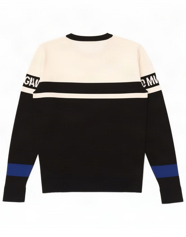 Jack & Jones Mens Graphic Crew Neck Jumper Sweater Medium Black Colourblock