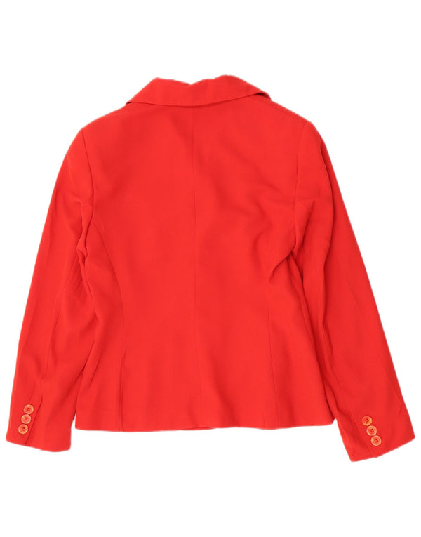 Stefanel Womens 4 Button Blazer Jacket IT 42 Medium Red Polyester