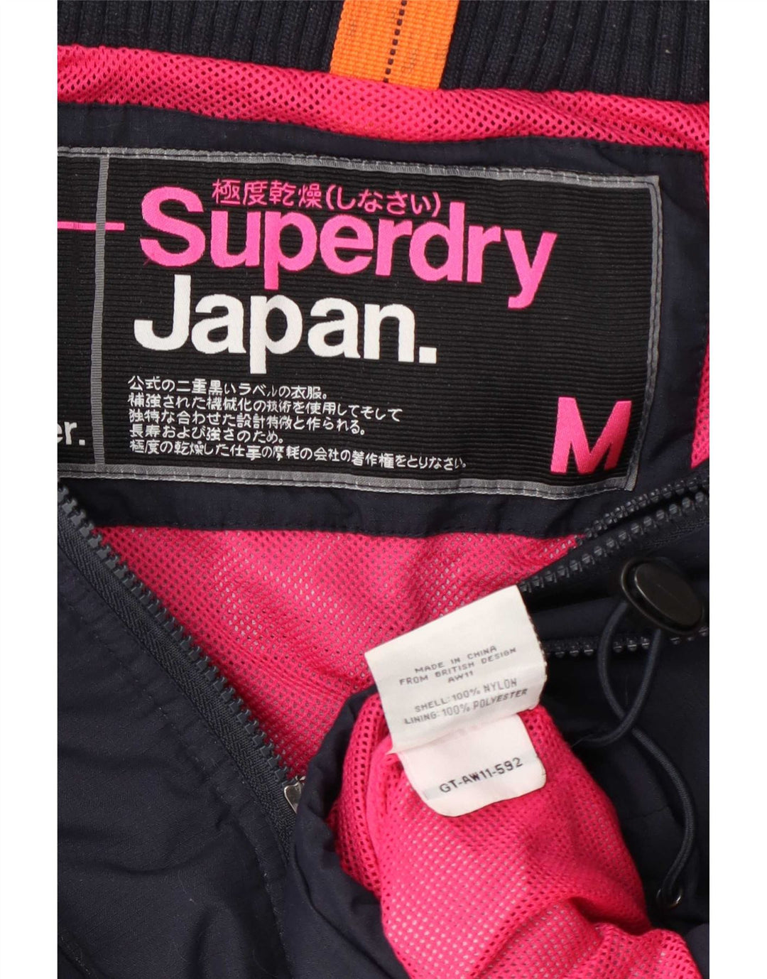 Superdry Womens Rain Jacket UK 14 Medium Navy Blue Nylon