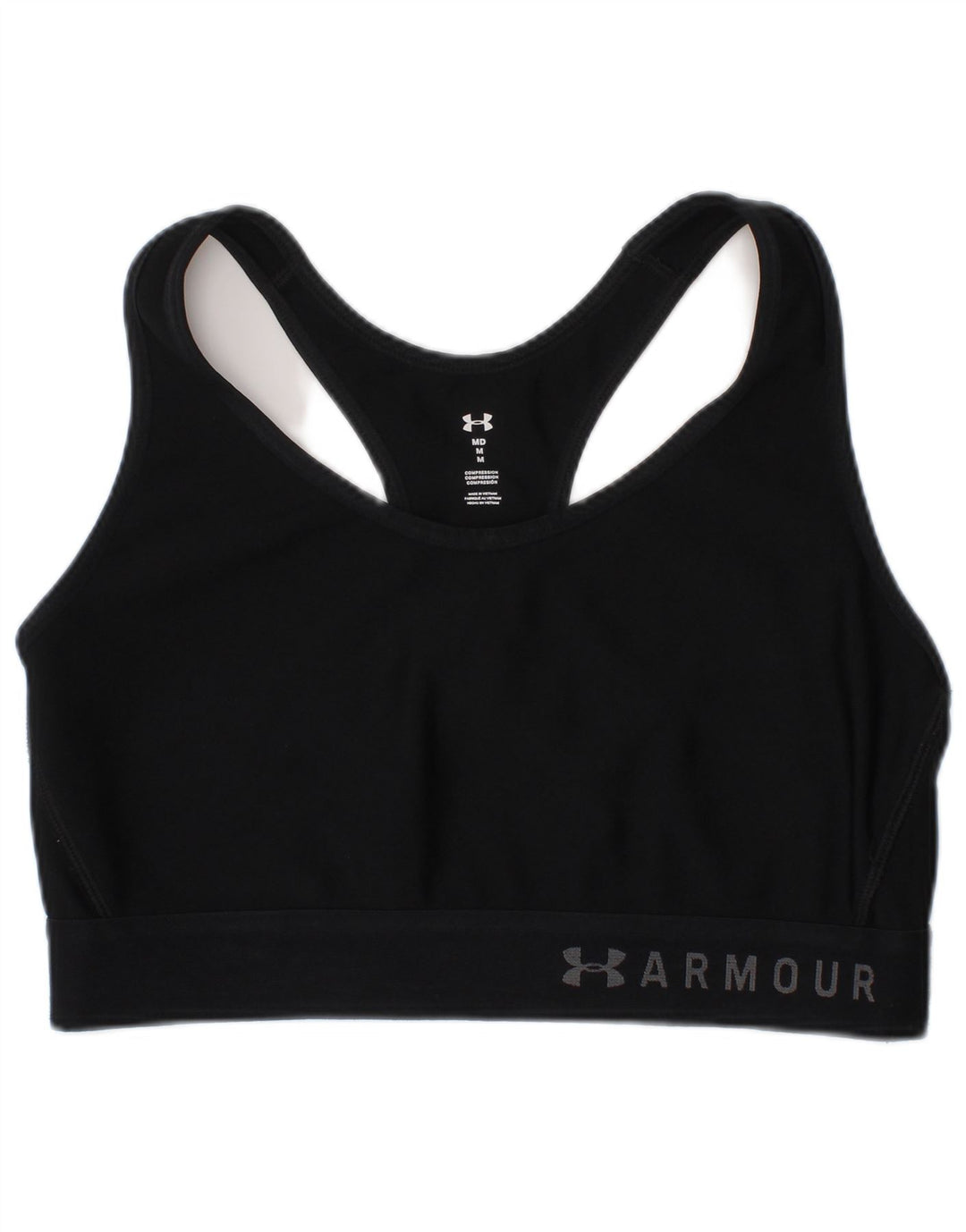Under Armour Womens Compression Graphic Sport Bra Top Medium Black Sports