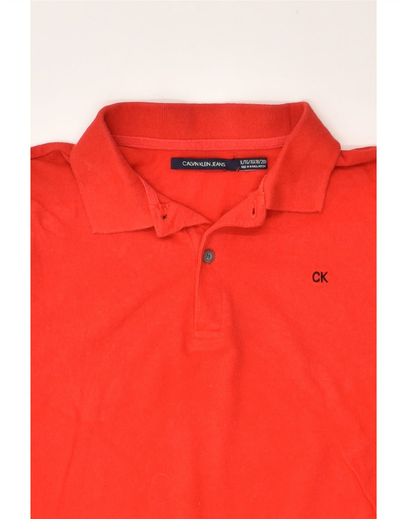 CALVIN KLEIN Boys Polo Shirt 15-16 Years XL Red Cotton | Vintage Calvin Klein | Thrift | Second-Hand Calvin Klein | Used Clothing | Messina Hembry 