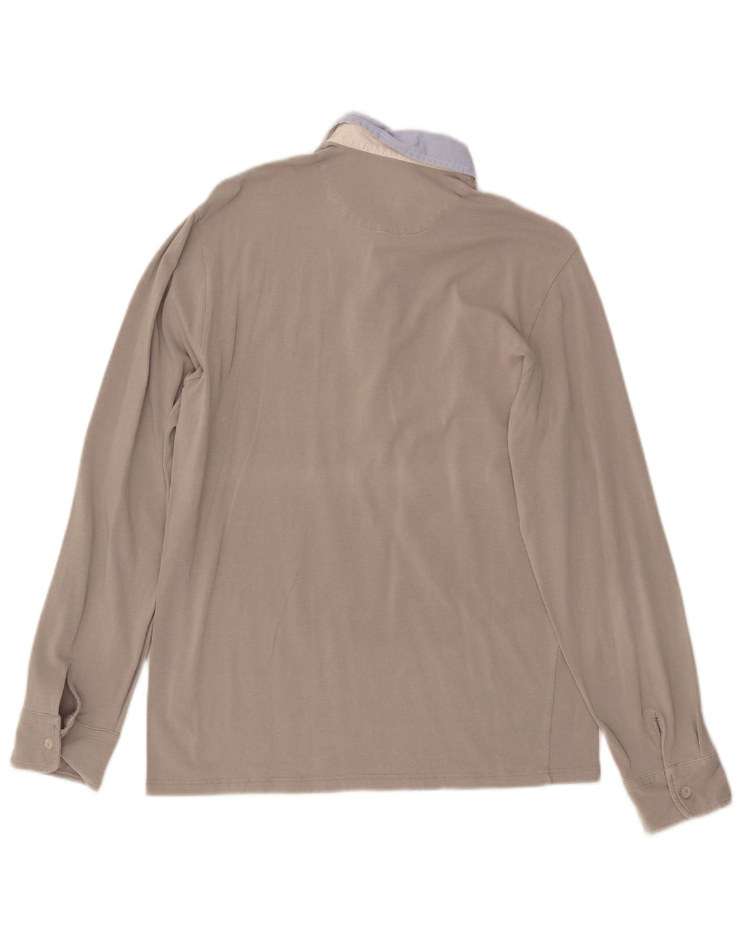 FRED PERRY Mens Long Sleeve Polo Shirt Large Grey Colourblock Cotton