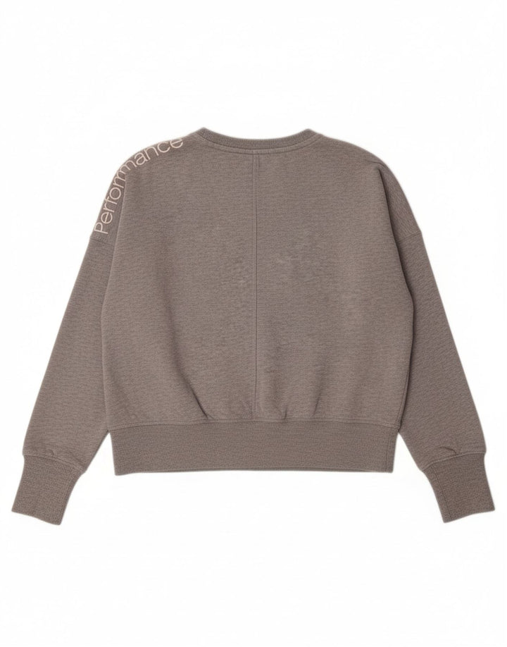 CALVIN KLEIN Womens Oversized Crop Sweatshirt Jumper UK 14 Medium Grey