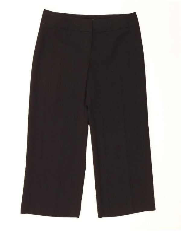 Marks & Spencer Womens Wide Leg Casual Trousers UK 16 Large W34 L28 Black