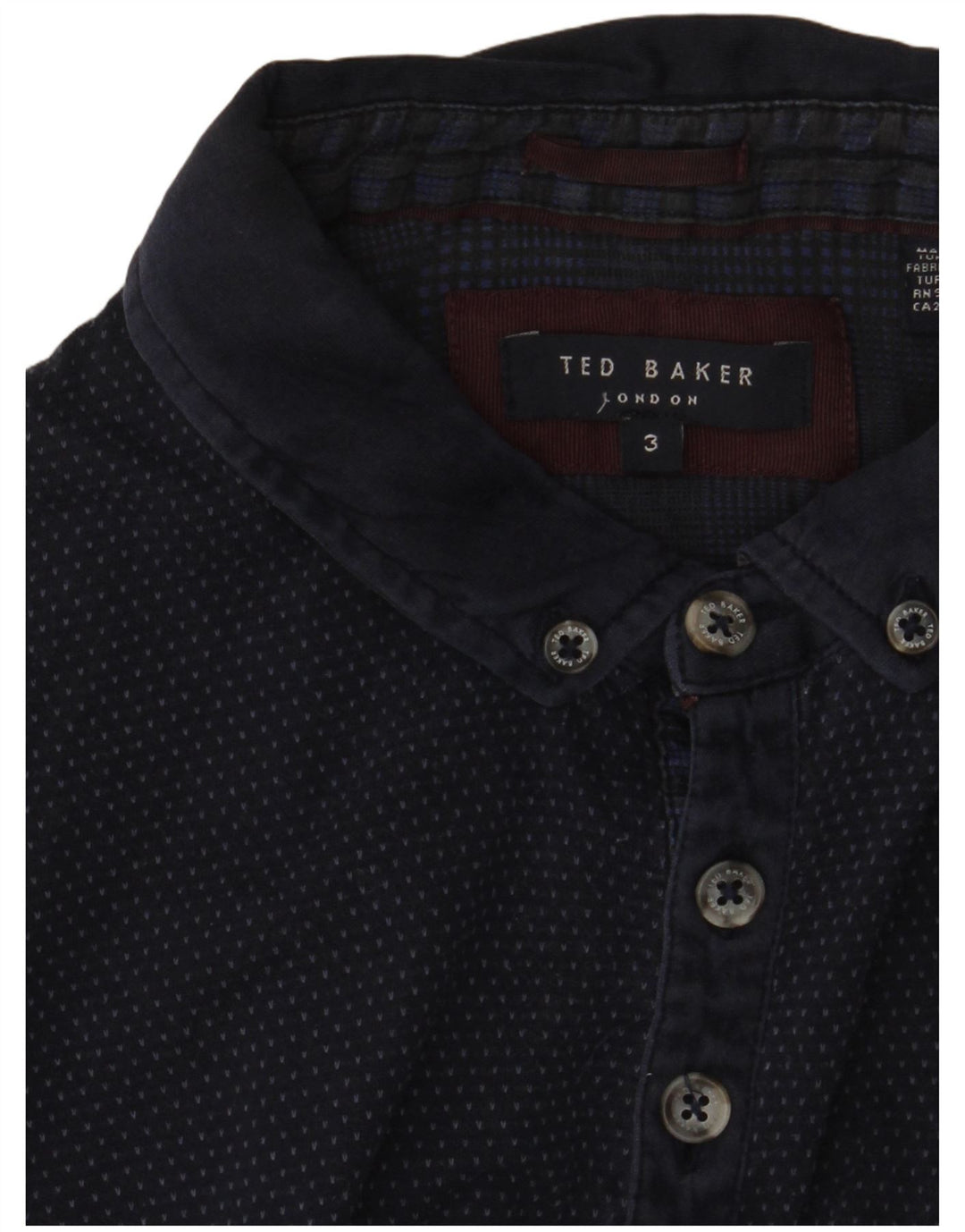 Ted Baker Mens Polo Shirt Size 3 Medium Navy Blue