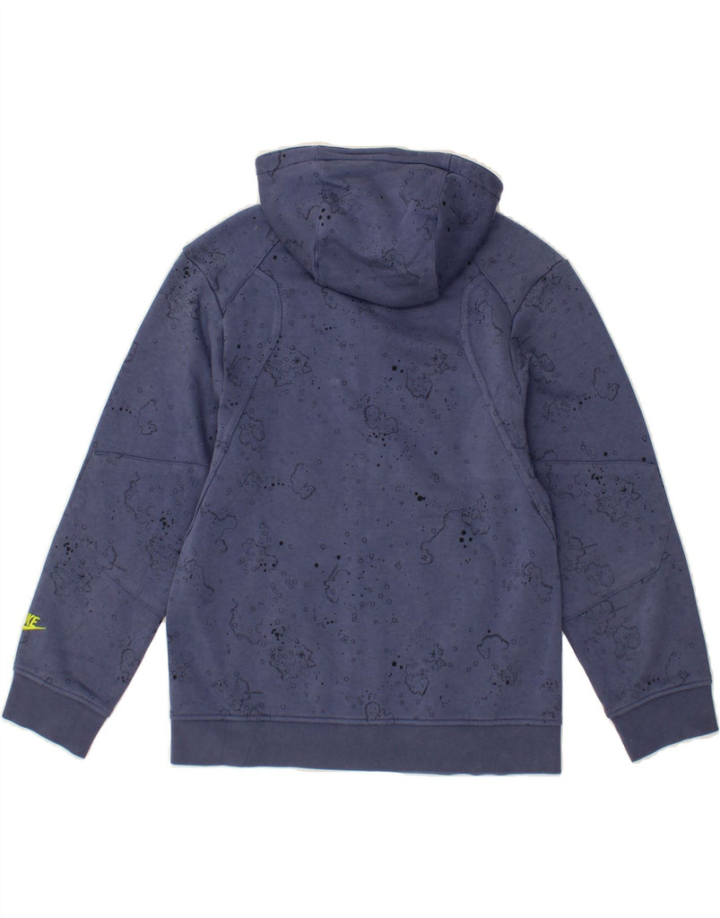 NIKE Boys Graphic Zip Hoodie Sweater 12-13 Years Large Navy Blue Spotted Vintage Nike and Second-Hand Nike from Messina Hembry 