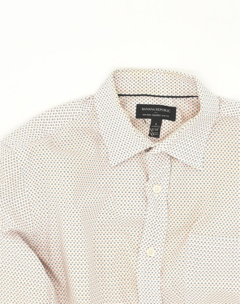 BANANA REPUBLIC Mens Slim Fit Shirt Size 14-14 1/2 Small White Spotted | Vintage Banana Republic | Thrift | Second-Hand Banana Republic | Used Clothing | Messina Hembry 