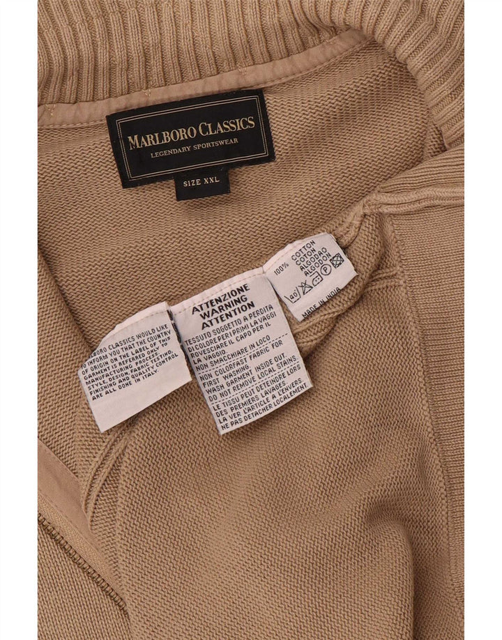 Marlboro Classics Mens Cardigan Sweater 2XL Beige Cotton