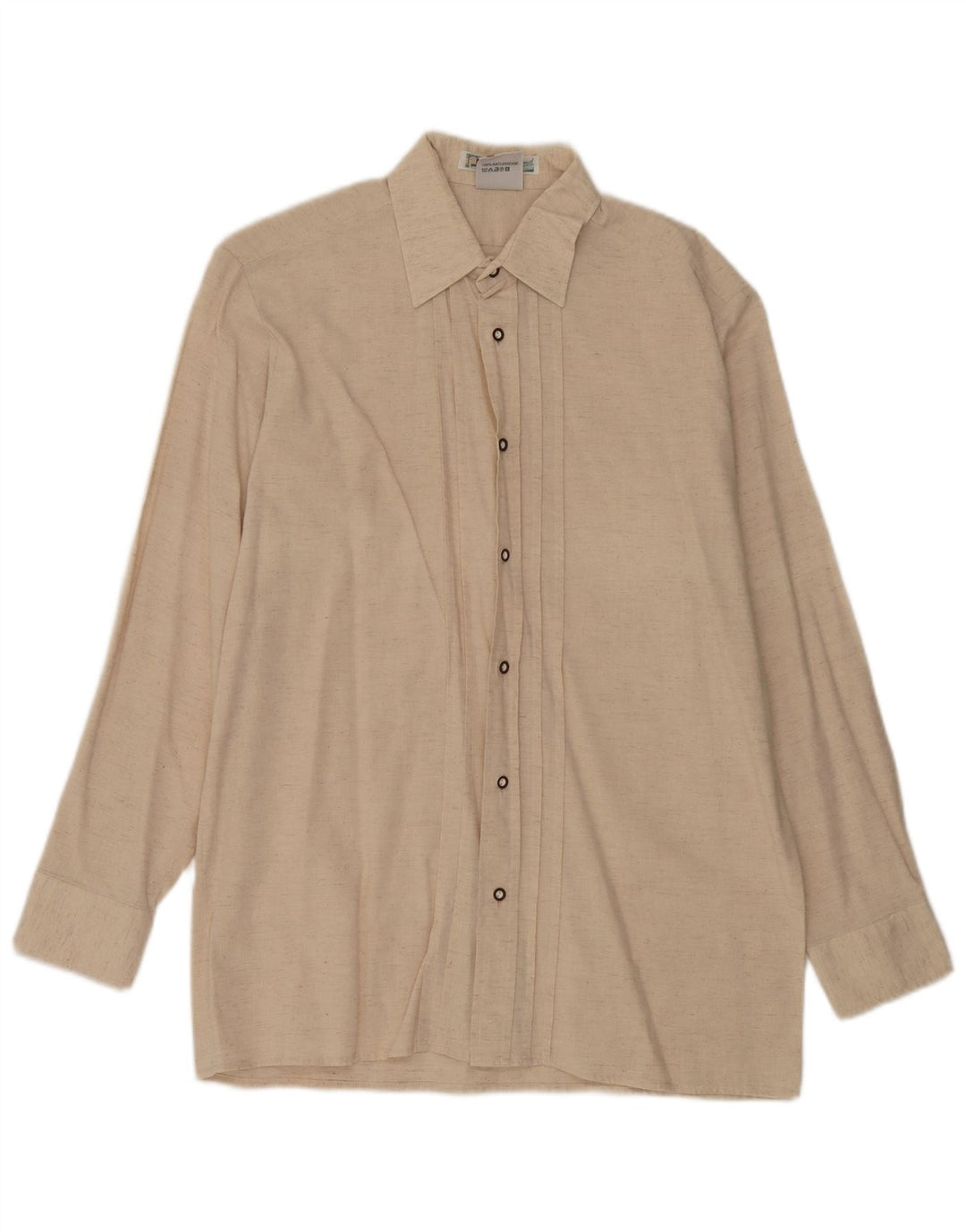 Vintage Mens Shirt Size 40 Medium Beige Silk