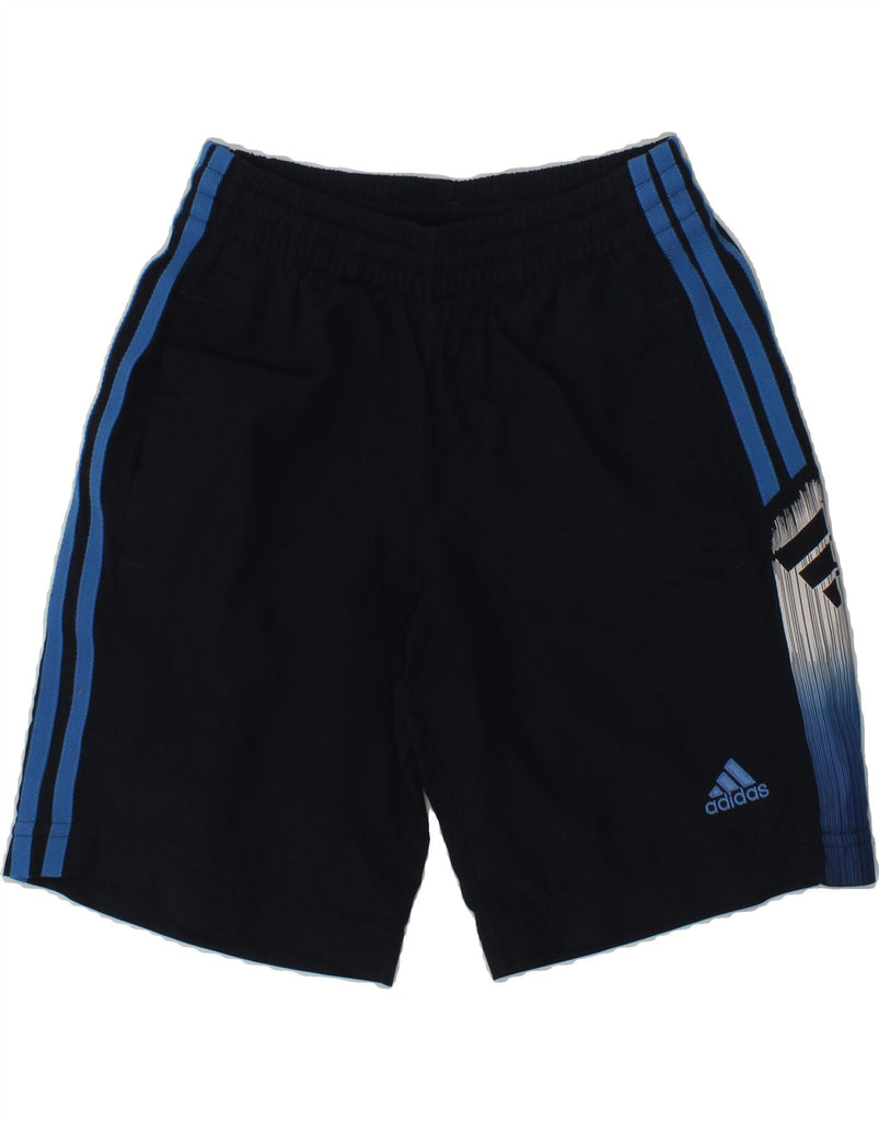 ADIDAS Boys Graphic Sport Shorts 7-8 Years Navy Blue Polyester | Vintage Adidas | Thrift | Second-Hand Adidas | Used Clothing | Messina Hembry 