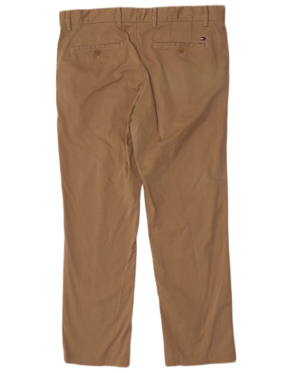 Tommy Hilfiger Mens Straight Chino Trousers W34 L28 Beige Cotton