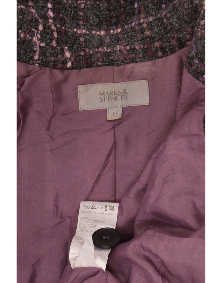 Marks & Spencer Womens 1 Button Blazer Jacket UK 10 Small Grey Check