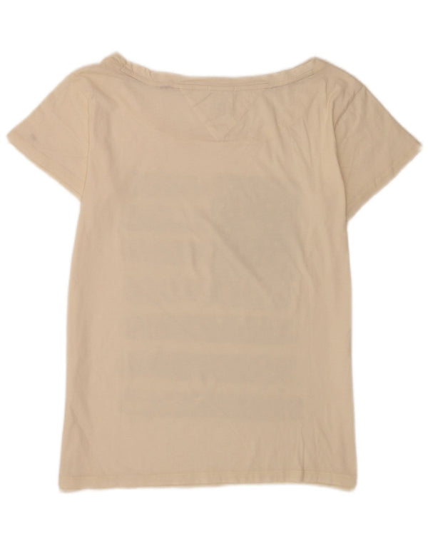 Tommy Hilfiger Womens Graphic T-Shirt Top UK 14 Large Off White Paisley
