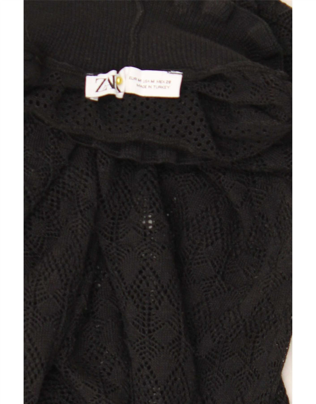 Zara Womens See Through Turtle Neck Jumper Sweater UK 12 Medium Black