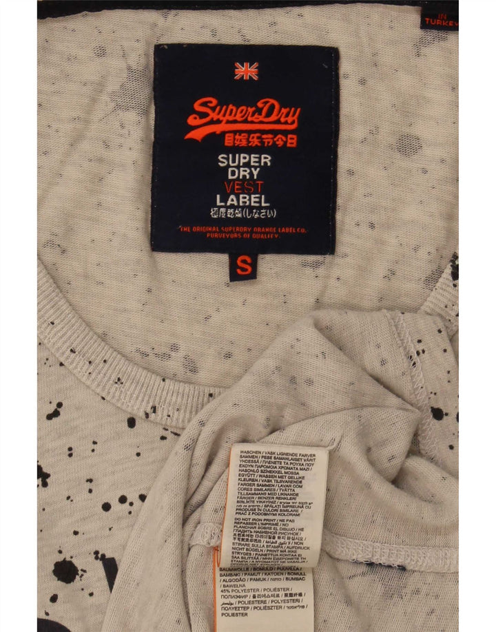 Superdry Mens Graphic Vest Top Small Grey Spotted Cotton