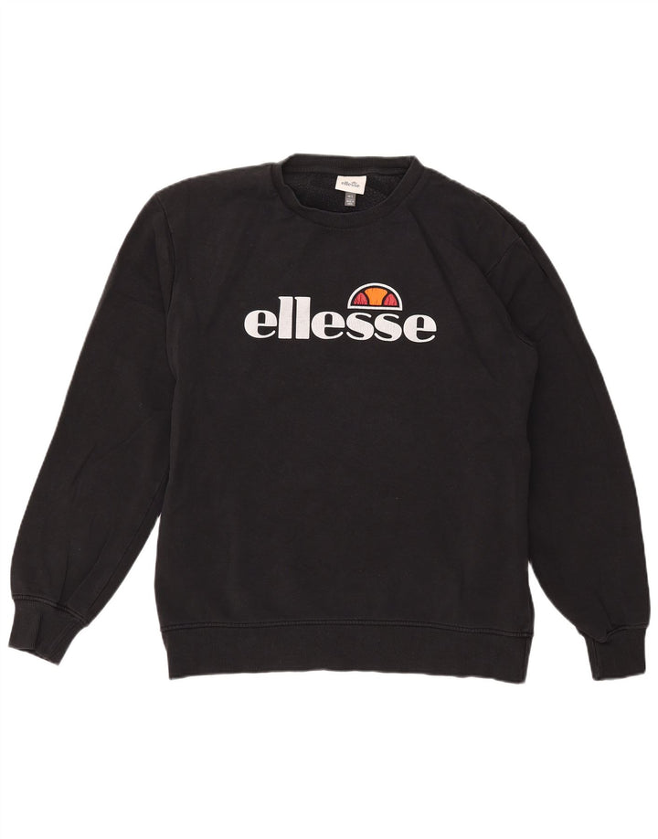 ELLESSE Mens Graphic Sweatshirt Jumper Large Black Cotton