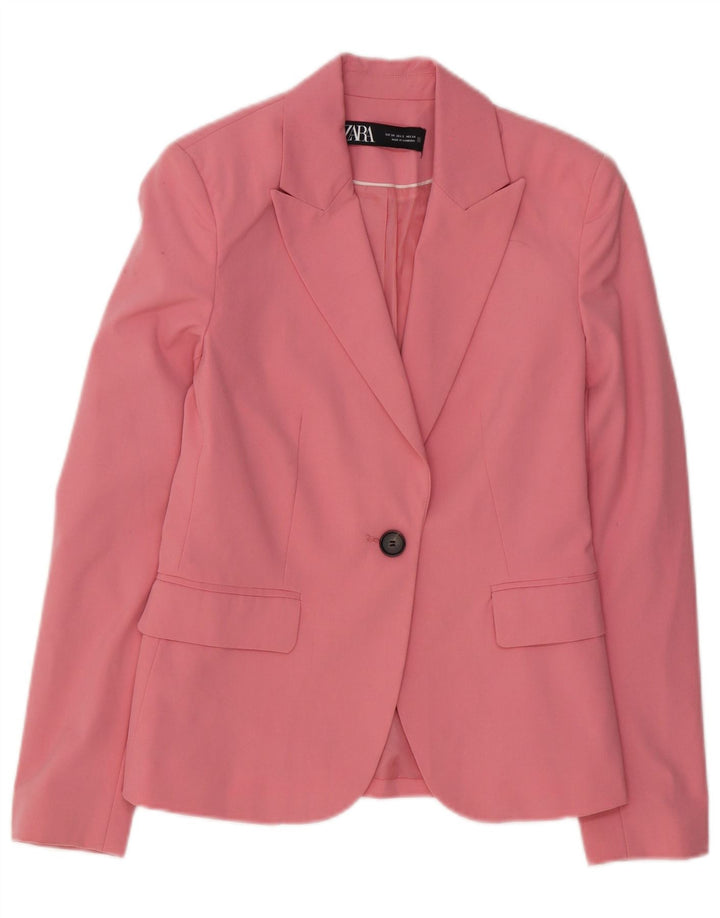 Zara Womens 1 Button Blazer Jacket EU 34 2XS Pink Polyester